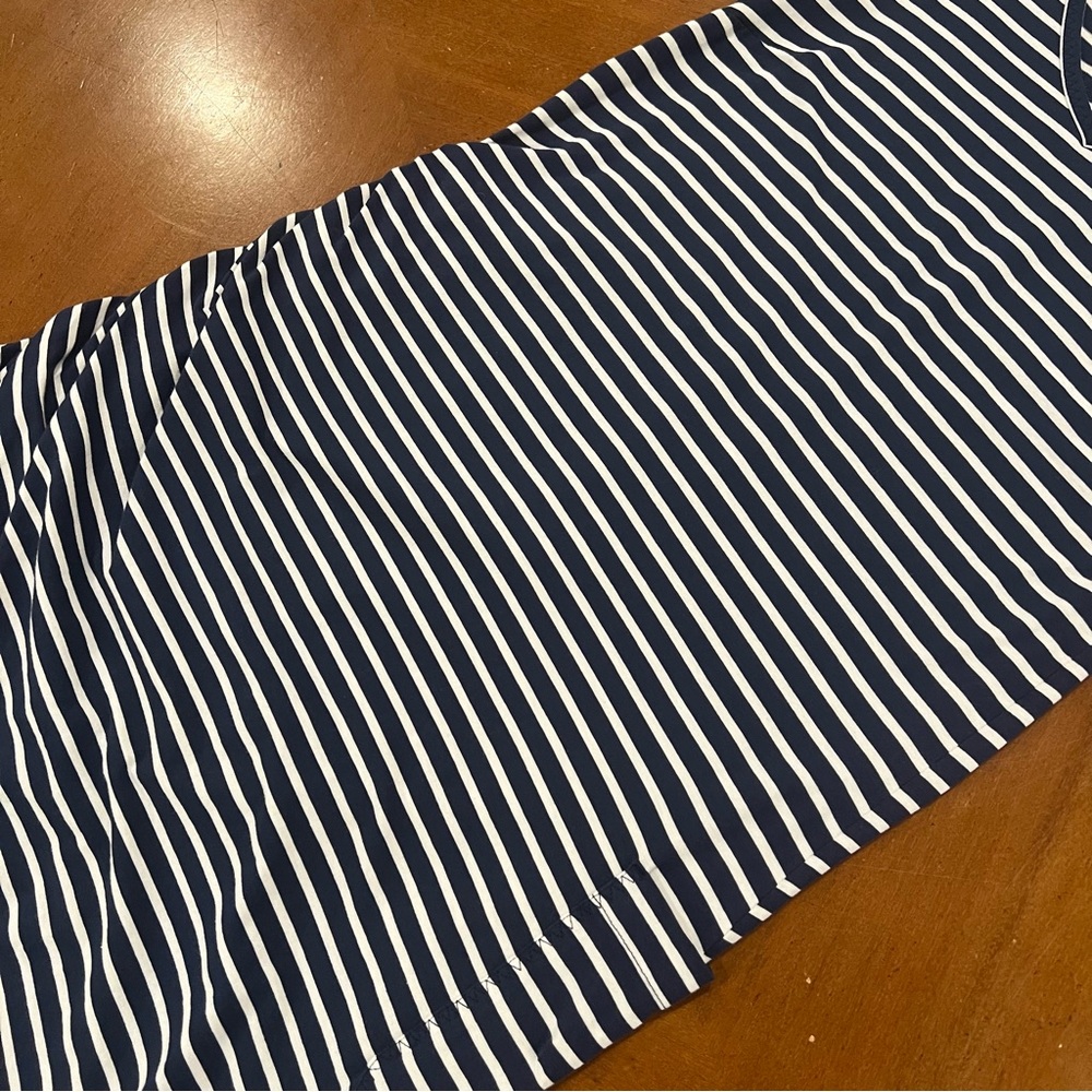 Toad & Co Muse Dress Nautical Navy Stripe Small Midi Short-Sleeve V-Neck Organic - Picture 5 of 16